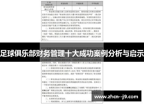 足球俱乐部财务管理十大成功案例分析与启示
